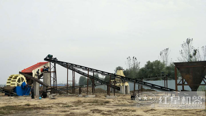 洗砂機(jī)搭配在生產(chǎn)線中，有效作業(yè)，清洗更干凈